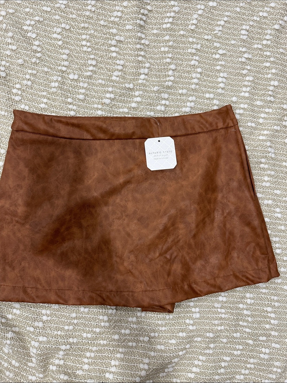 Altar'd State Brown Faux Leather Mini Skort